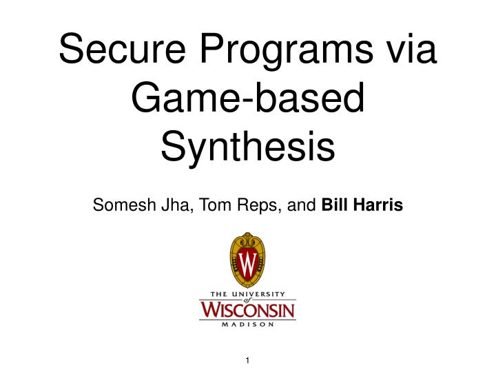 secure programs via game based synthesis