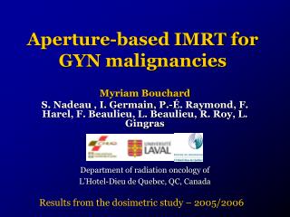 Aperture-based IMRT for GYN malignancies