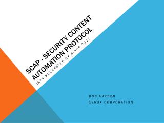 SCAP - Security content automation Protocol