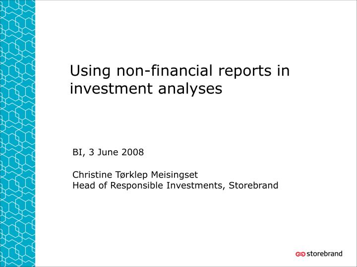using non financial reports in investment analyses