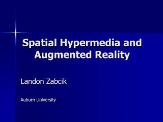 Spatial Hypermedia and Augmented Reality