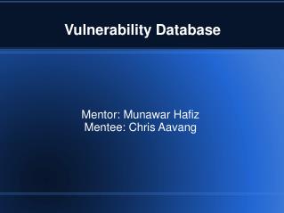 Vulnerability Database