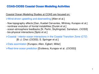 COAS-CIOSS Coastal Ocean Modeling Activities