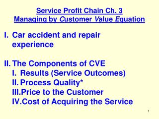 Service Profit Chain Ch. 3 Managing by C ustomer V alue E quation