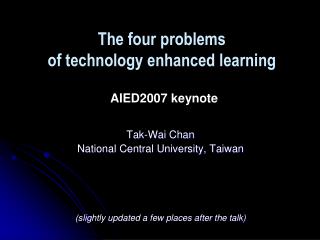 The four problems of technology enhanced learning