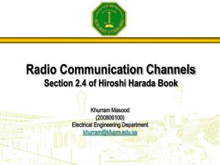 Radio Communication Channels Section 2.4 of Hiroshi Harada Book