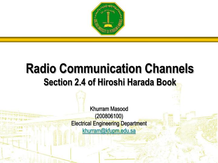 radio communication channels section 2 4 of hiroshi harada book
