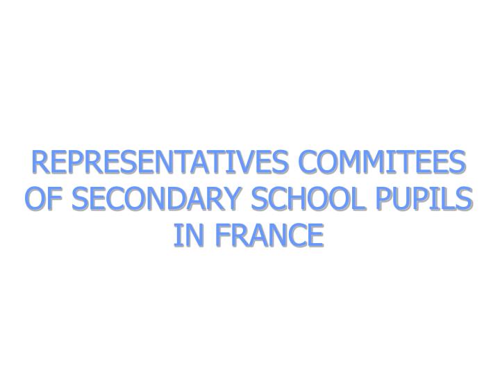 representatives commitees of secondary school pupils in france