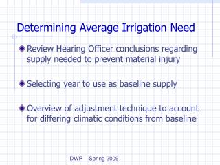 Determining Average Irrigation Need