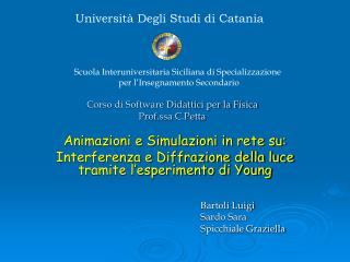 corso di software didattici per la fisica prof ssa c petta