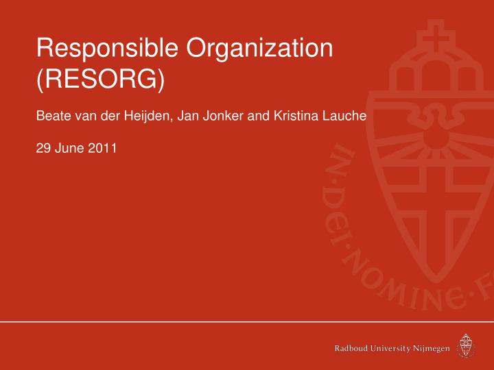 responsible organization resorg