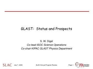 GLAST: Status and Prospects