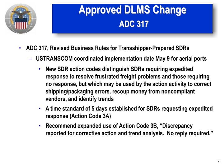 approved dlms change adc 317