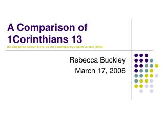 Rebecca Buckley March 17, 2006