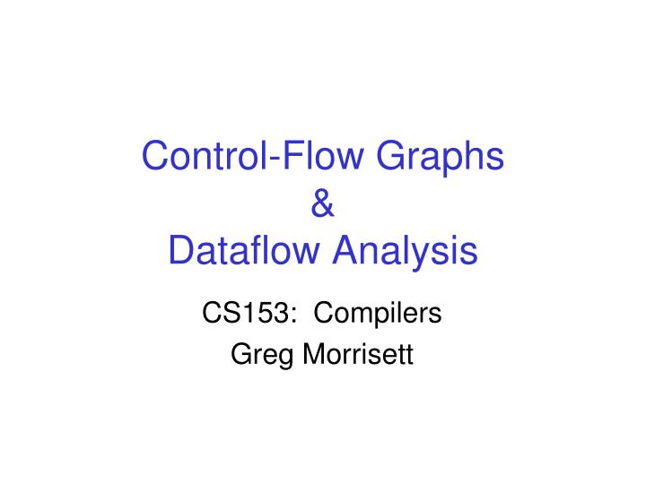 control flow graphs dataflow analysis