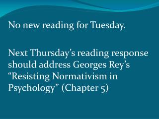 No new reading for Tuesday.