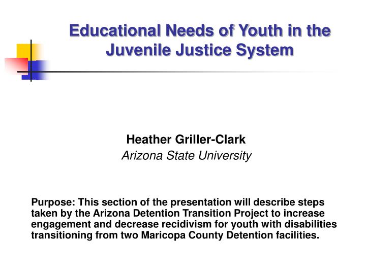 educational needs of youth in the juvenile justice system