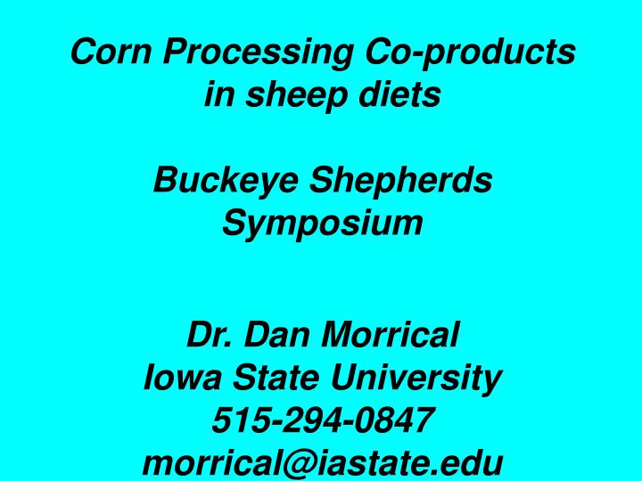 corn processing co products in sheep diets buckeye shepherds symposium