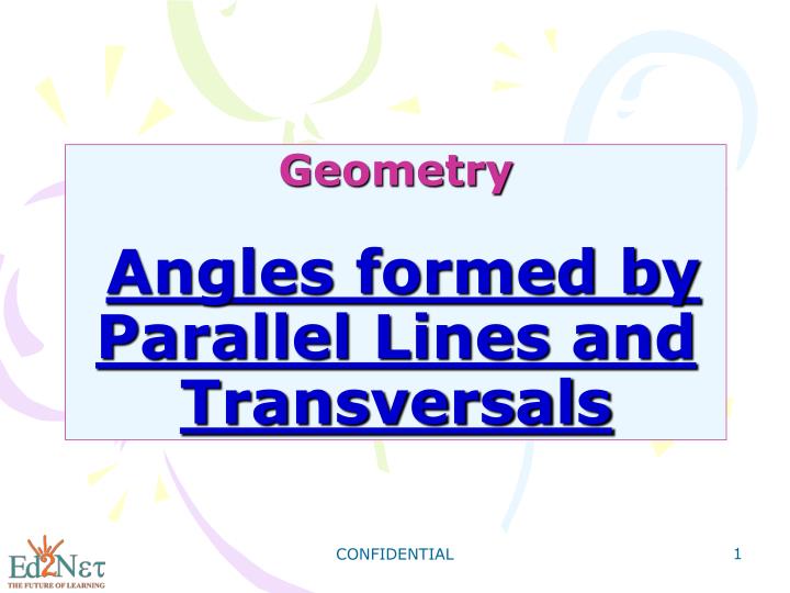 geometry angles formed by parallel lines and transversals