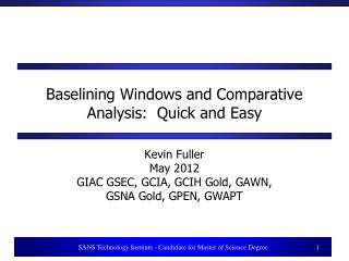 Baselining Windows and Comparative Analysis: Quick and Easy