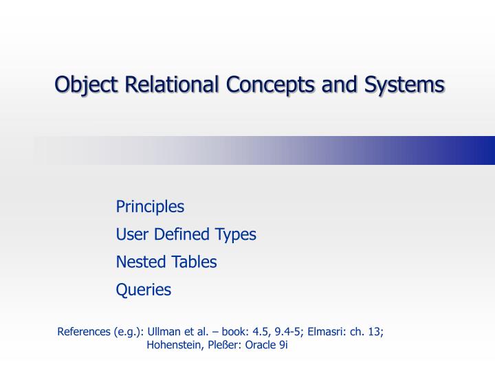 object relational concepts and systems