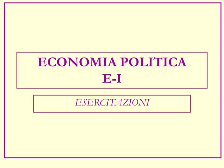 economia politica e i