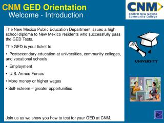 CNM GED Orientation