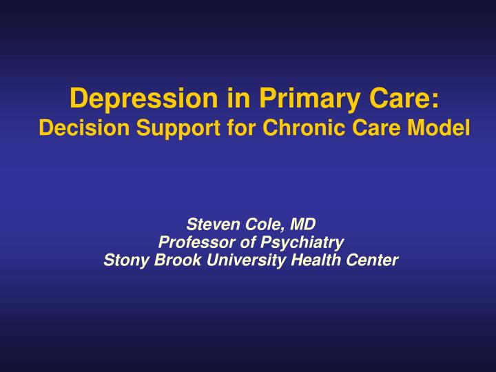 depression in primary care decision support for chronic care model