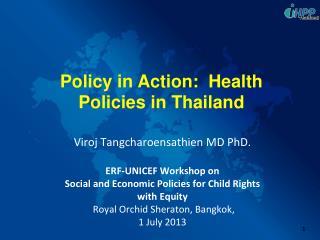 Policy in Action: Health Policies in Thailand