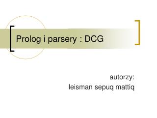 Prolog i parsery : DCG