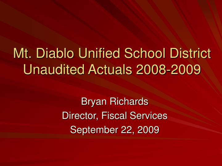 mt diablo unified school district unaudited actuals 2008 2009