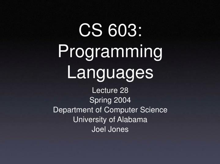 cs 603 programming languages