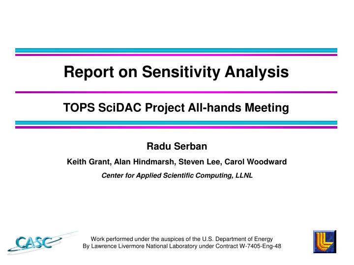 report on sensitivity analysis
