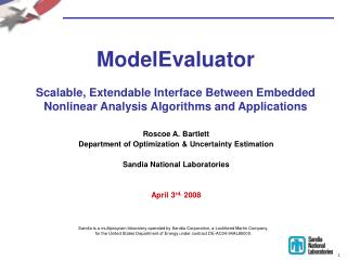 Roscoe A. Bartlett Department of Optimization &amp; Uncertainty Estimation