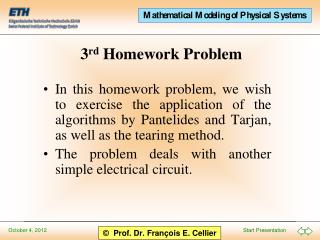 3 rd Homework Problem