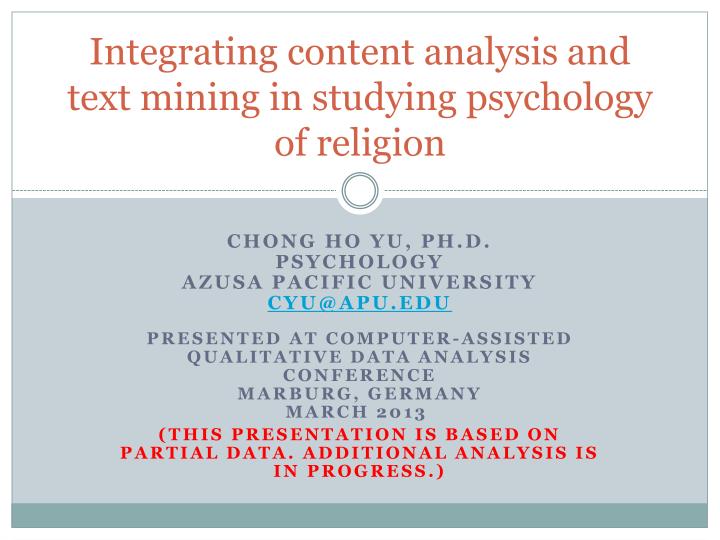 integrating content analysis and text mining in studying psychology of religion