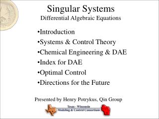 Singular Systems Differential Algebraic Equations