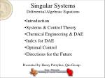 Singular Systems Differential Algebraic Equations - slide 1