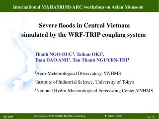 International MAHASRI/HyARC workshop on Asian Monsoon