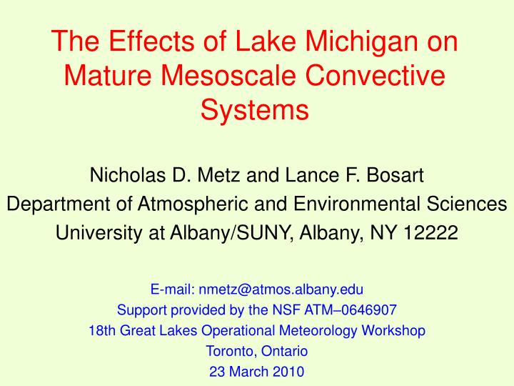 the effects of lake michigan on mature mesoscale convective systems