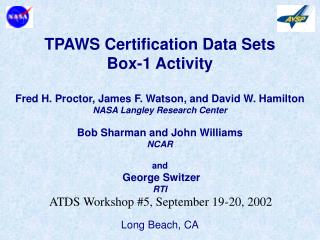 TPAWS Certification Data Sets Box-1 Activity