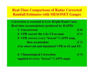 Real-Time Comparisons of Radar Corrected Rainfall Estimates with MESONET Gauges