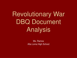 Revolutionary War DBQ Document Analysis