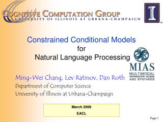 Constrained Conditional Models for Natural Language Processing