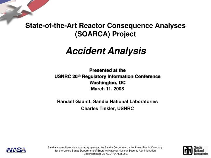 state of the art reactor consequence analyses soarca project accident analysis