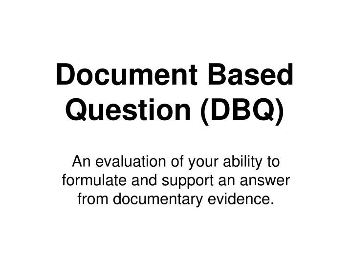 document based question dbq