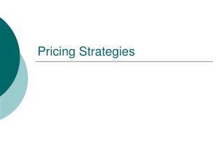 Pricing Strategies