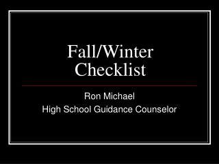 Fall/Winter Checklist