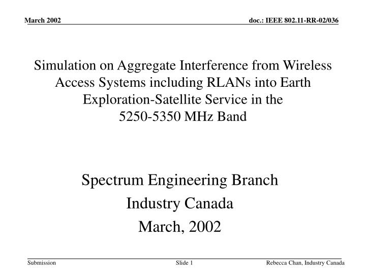 spectrum engineering branch industry canada march 2002