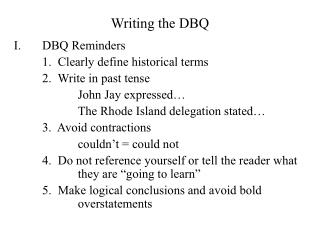 Writing the DBQ